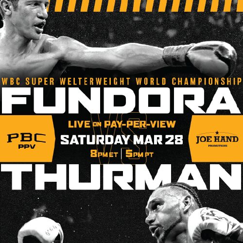 Watch the WBC Super Welterweight Fundora vs. Thurman showdown on March 28 and experience every moment FREE at BetMGM Sportsbooks.