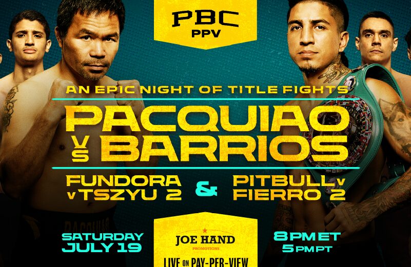 Pacquiao vs Barrios Boxing showing live at BetMGM Sportsbooks and Uppder Deck at WHP