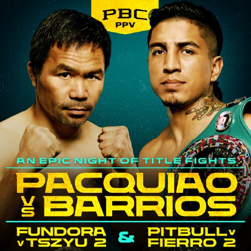 Pacquiao vs Barrios Boxing showing live at BetMGM Sportsbooks and Uppder Deck at WHP